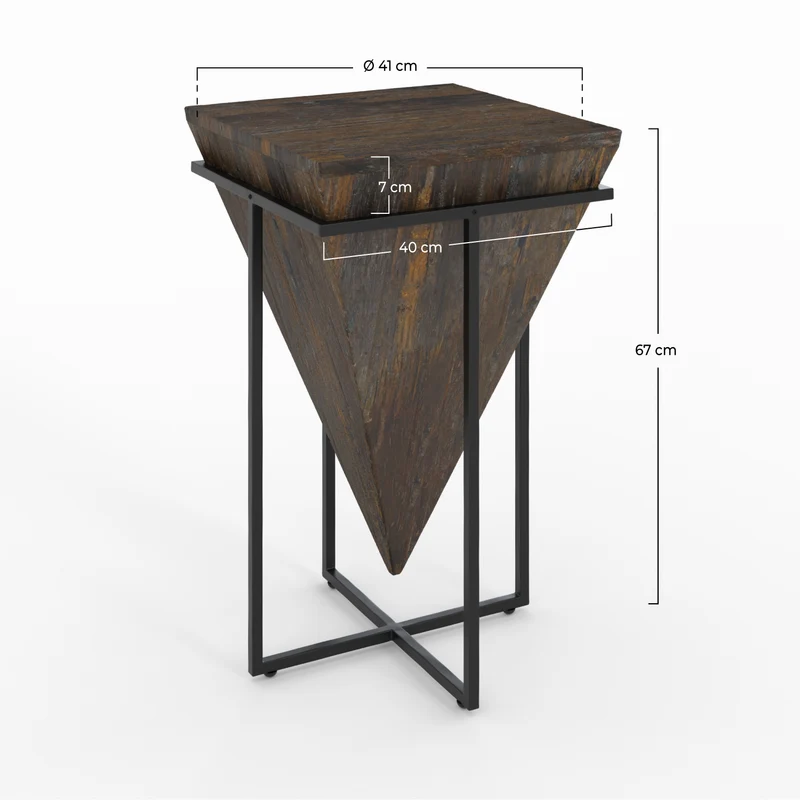 Grande table d'appoint Shanghai en bois et métal