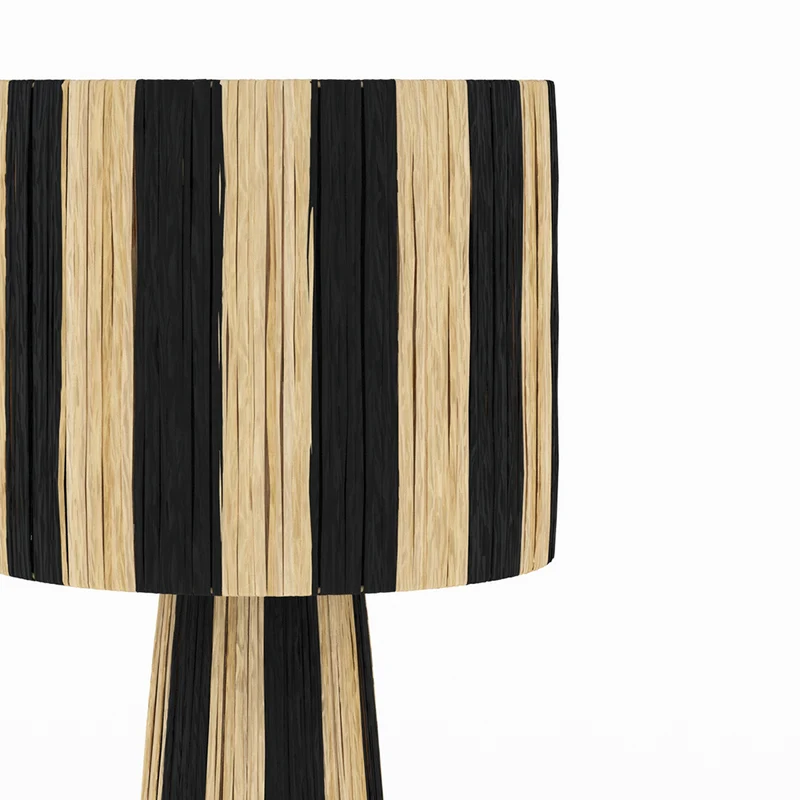 Grande lampe Soléa rayée noire en feuille de palmier