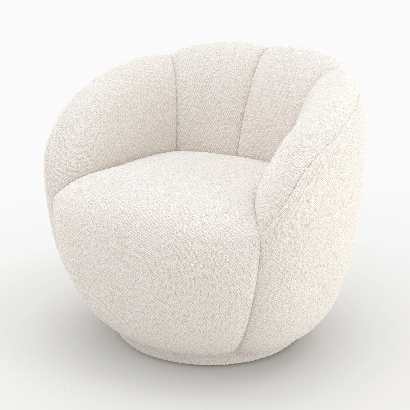 Fauteuil Ysé en tissu bouclé blanc
