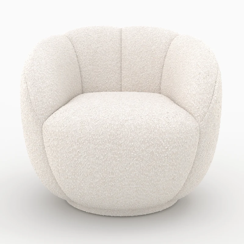 Fauteuil Ysé en tissu bouclé blanc