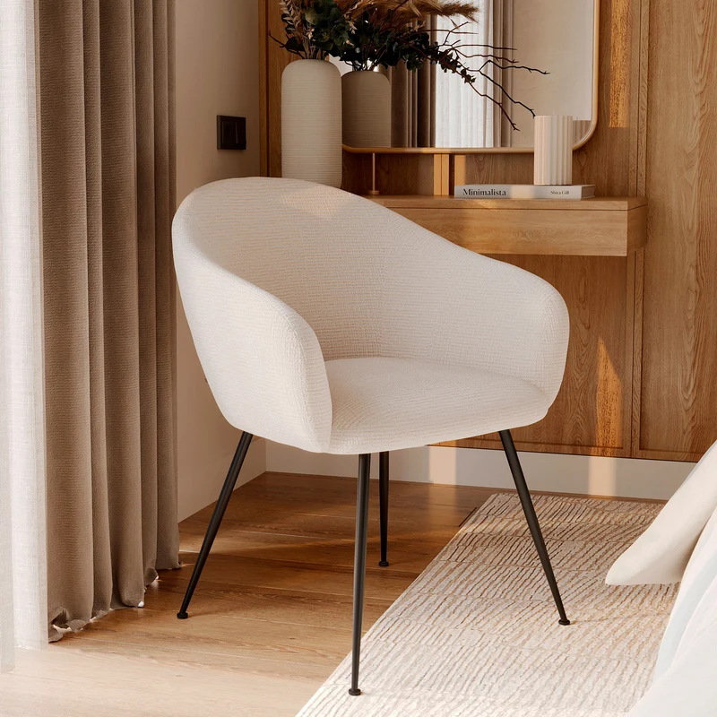 Fauteuil Socky en tissu blanc