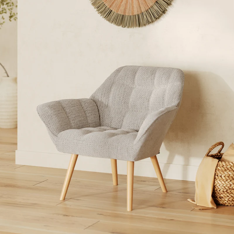Fauteuil Simba en tissu gris clair