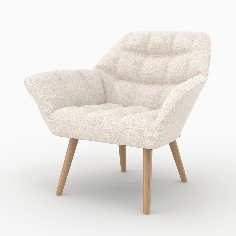 Fauteuil Simba en tissu bouclé blanc