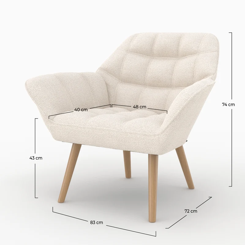 Fauteuil Simba en tissu bouclé blanc