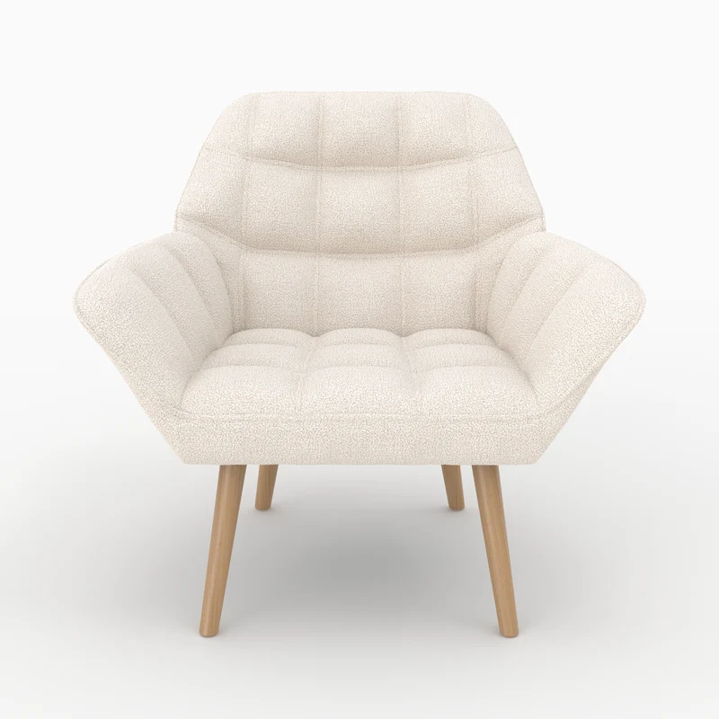 Fauteuil Simba en tissu bouclé blanc