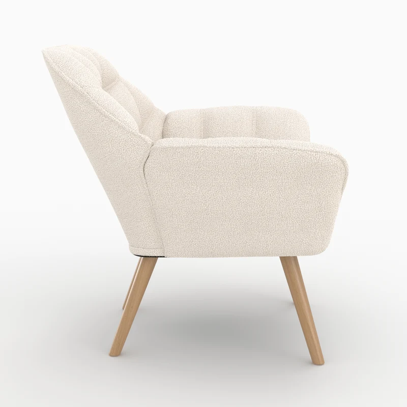Fauteuil Simba en tissu bouclé blanc