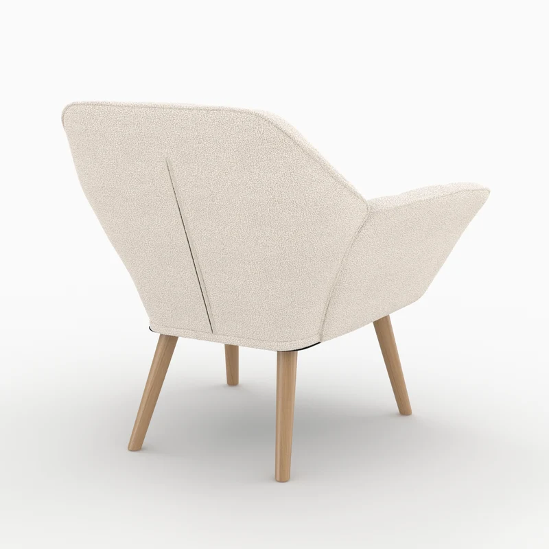Fauteuil Simba en tissu bouclé blanc