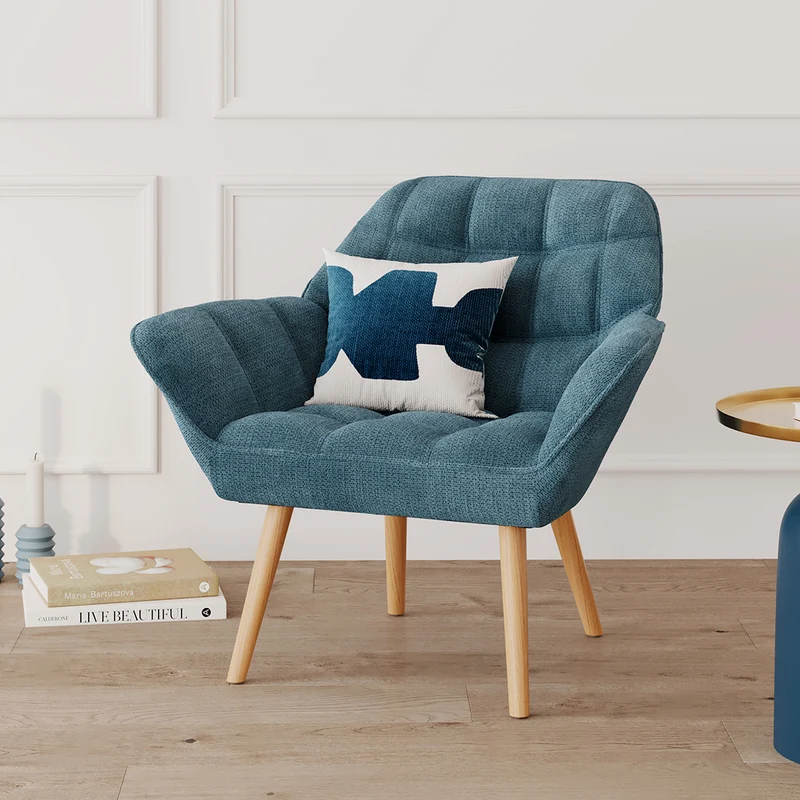 Fauteuil Simba en tissu bleu