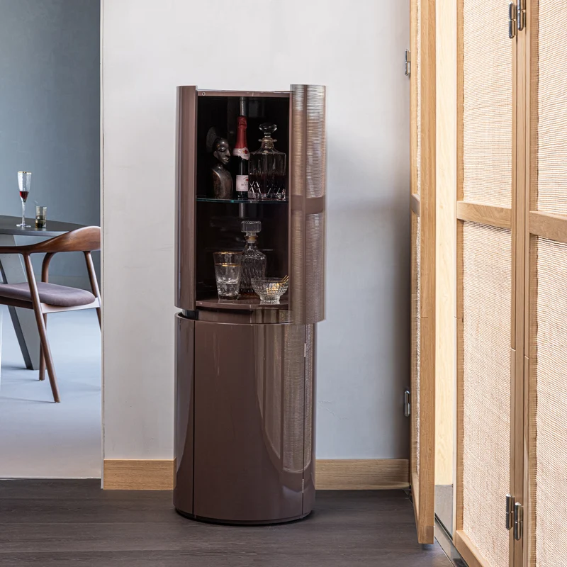 Sera ronde kast 135xø45 cm hout hoogglans donkerbruin