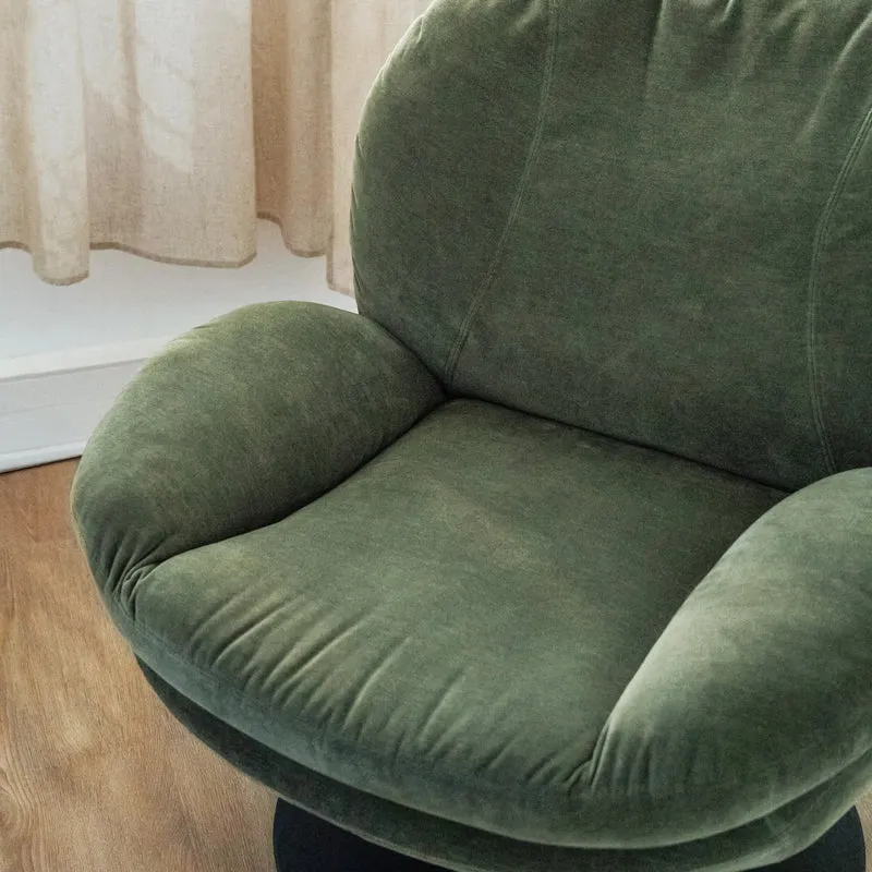 Fauteuil Ricci pivotant en tissu effet velours vert kaki