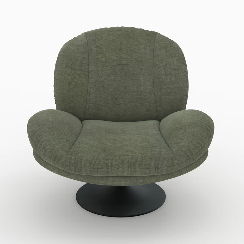 Fauteuil Ricci pivotant en tissu effet velours vert kaki