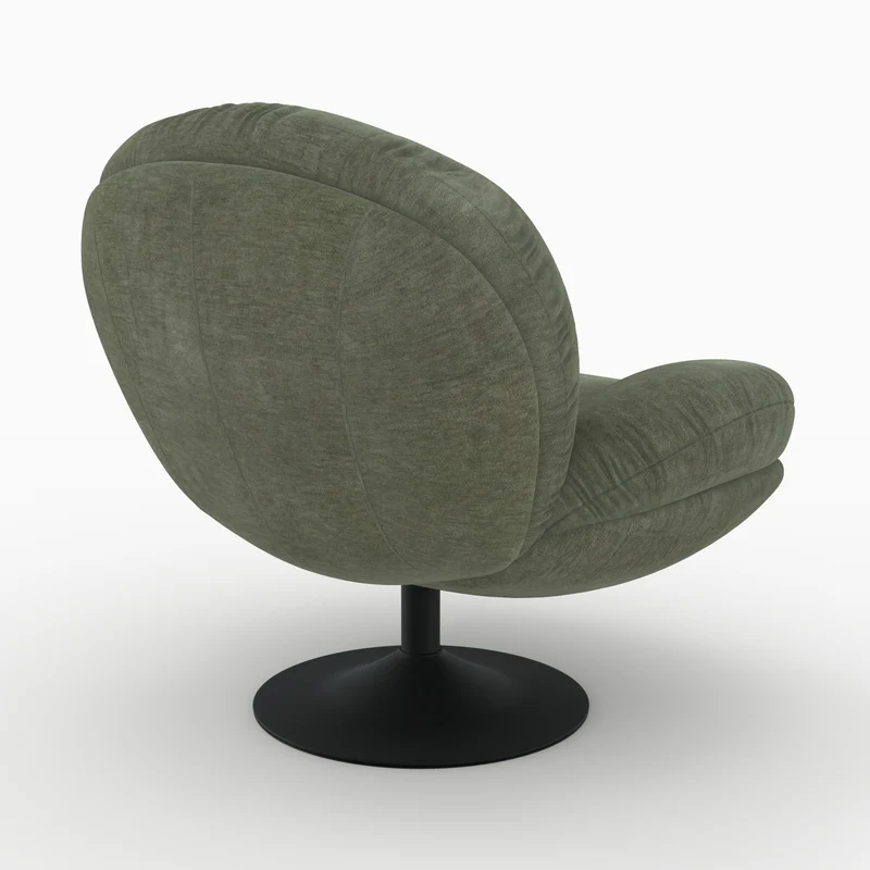 Fauteuil Ricci pivotant en tissu effet velours vert kaki