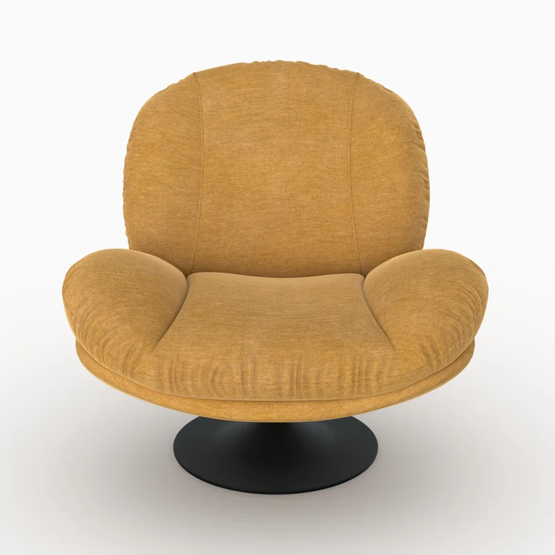 Fauteuil Ricci pivotant en tissu effet velours jaune moutarde