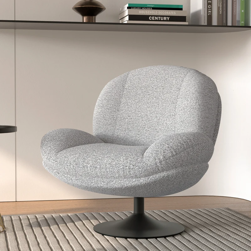 Fauteuil Ricci pivotant en tissu bouclé gris chiné