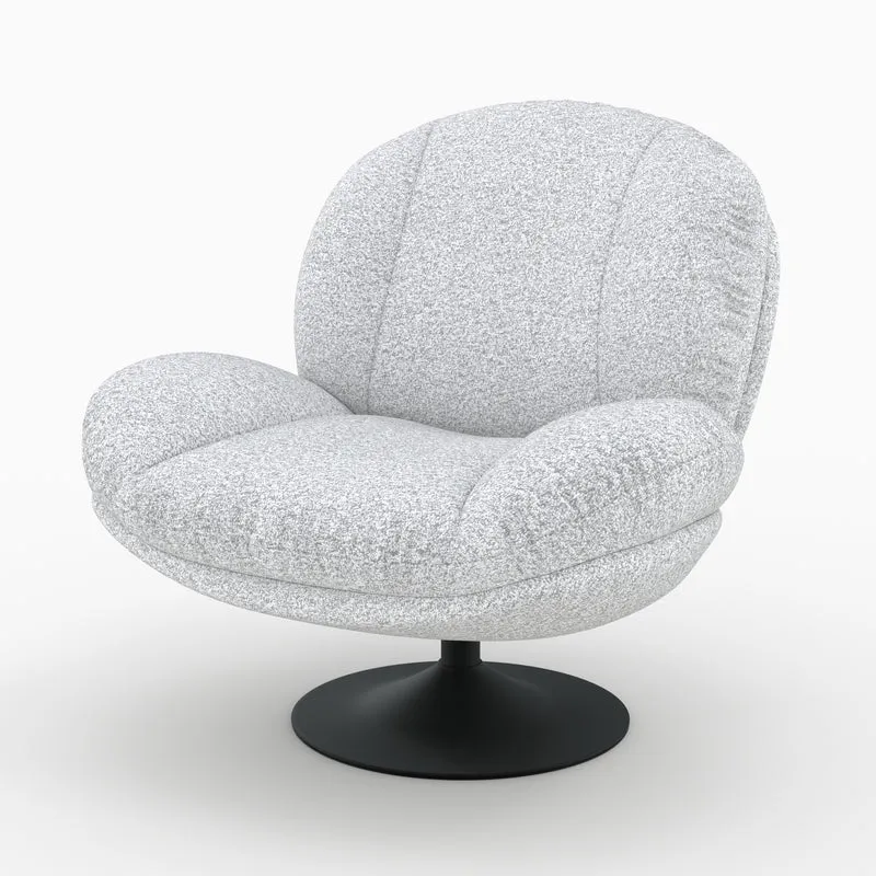 Fauteuil Ricci pivotant en tissu bouclé gris chiné