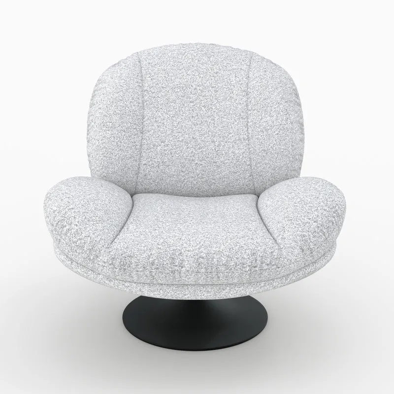 Fauteuil Ricci pivotant en tissu bouclé gris chiné