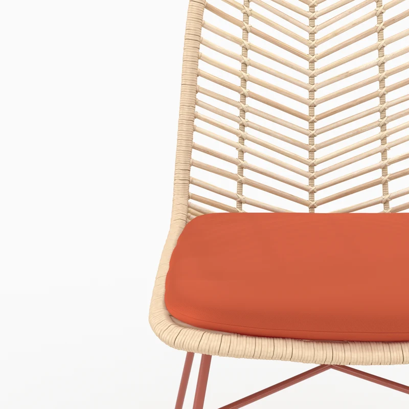 Lot de 2 chaises Tamara en rotin et tissu orange vermillon