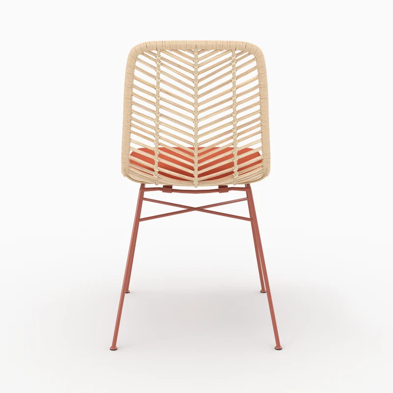 Lot de 2 chaises Tamara en rotin et tissu orange vermillon