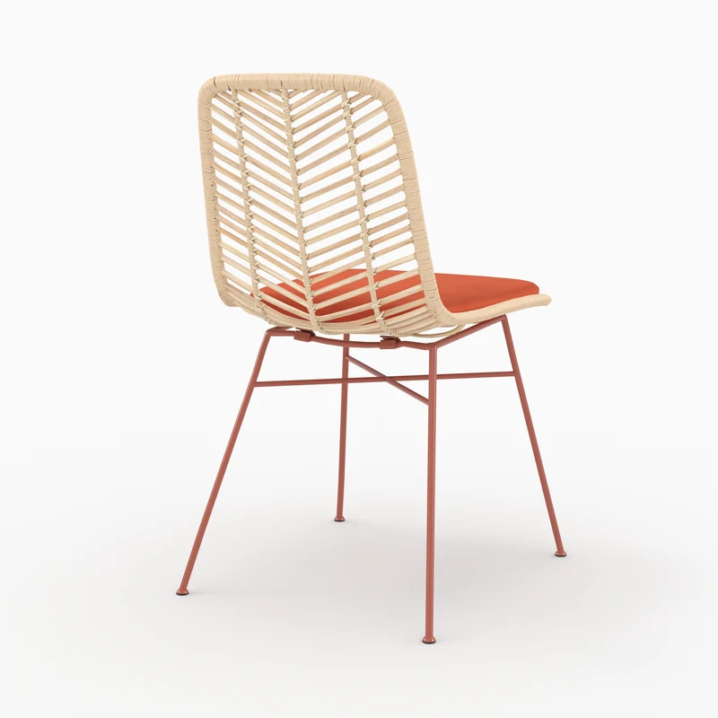 Lot de 2 chaises Tamara en rotin et tissu orange vermillon