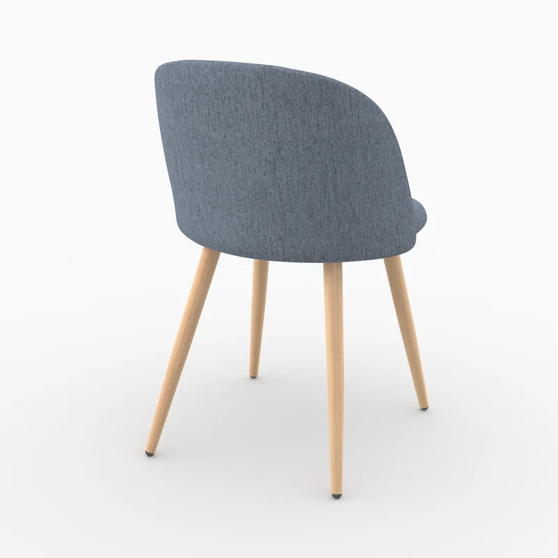 Lot de 2 chaises Cozy en tissu bleu marine et pieds en métal marron