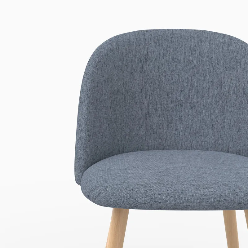 Lot de 2 chaises Cozy en tissu bleu marine et pieds en métal marron