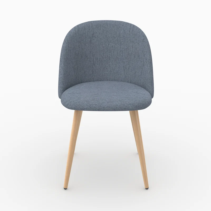 Lot de 2 chaises Cozy en tissu bleu marine et pieds en métal marron