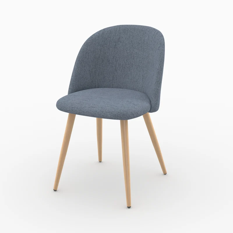 Lot de 2 chaises Cozy en tissu bleu marine et pieds en métal marron