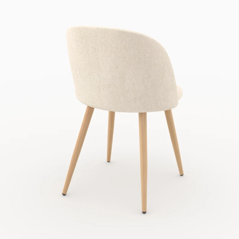 Lot de 2 chaises Cozy en tissu beige et pieds en métal marron