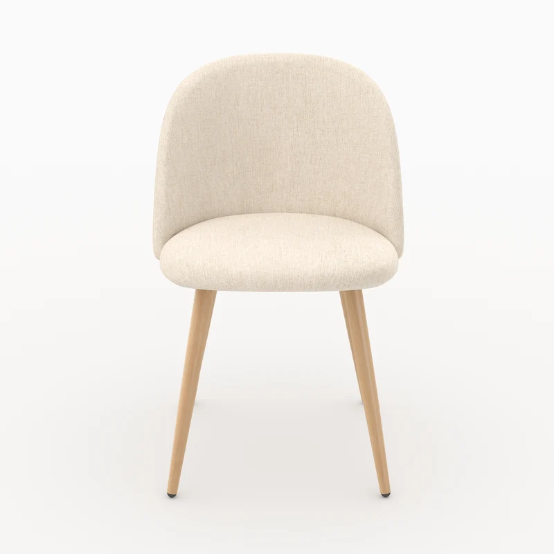 Lot de 2 chaises Cozy en tissu beige et pieds en métal marron