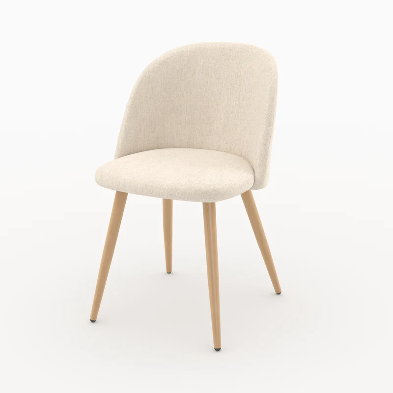 Lot de 2 chaises Cozy en tissu beige et pieds en métal marron