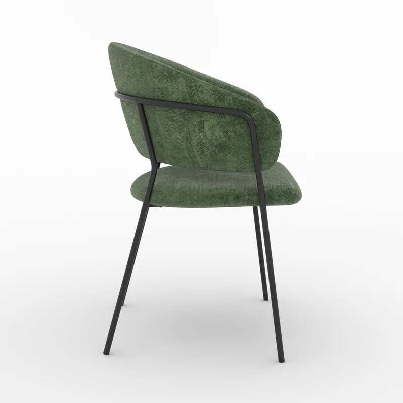 Lot de 2 chaises Amaya en tissu vert sapin et pieds en métal noir