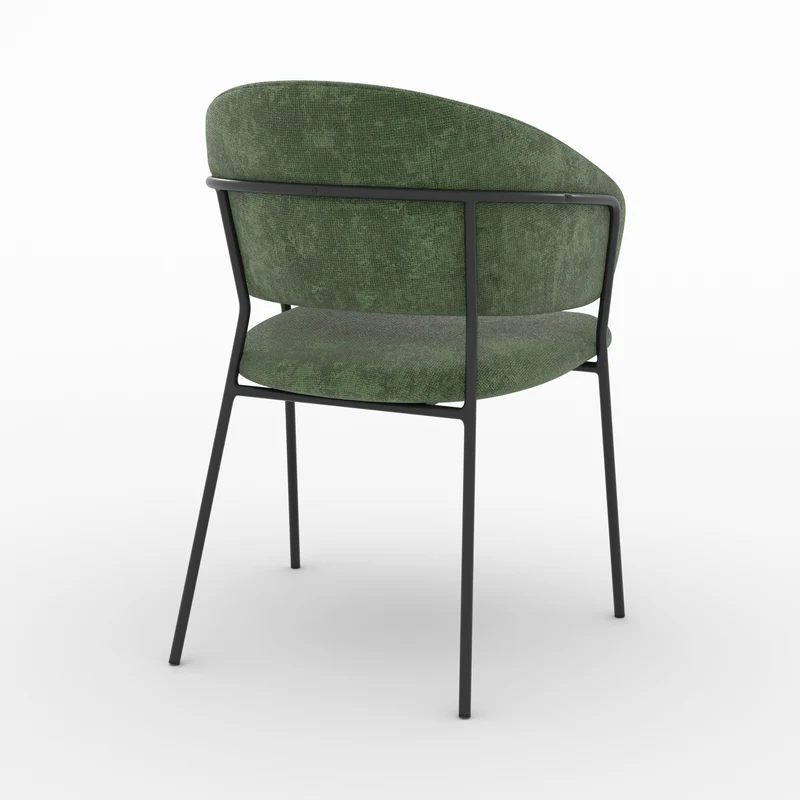 Lot de 2 chaises Amaya en tissu vert sapin et pieds en métal noir