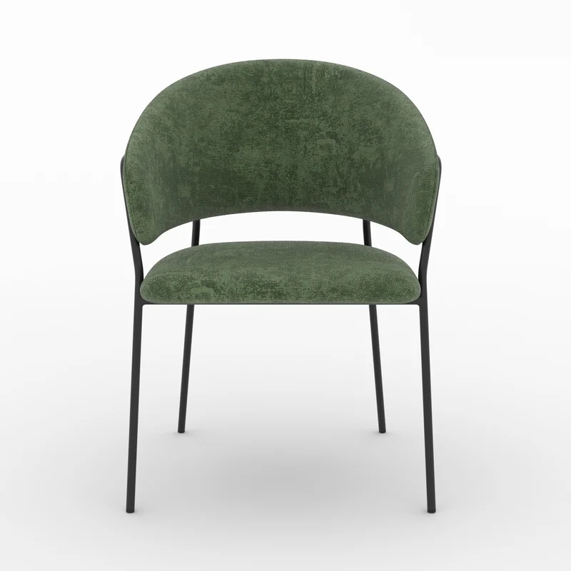 Lot de 2 chaises Amaya en tissu vert sapin et pieds en métal noir