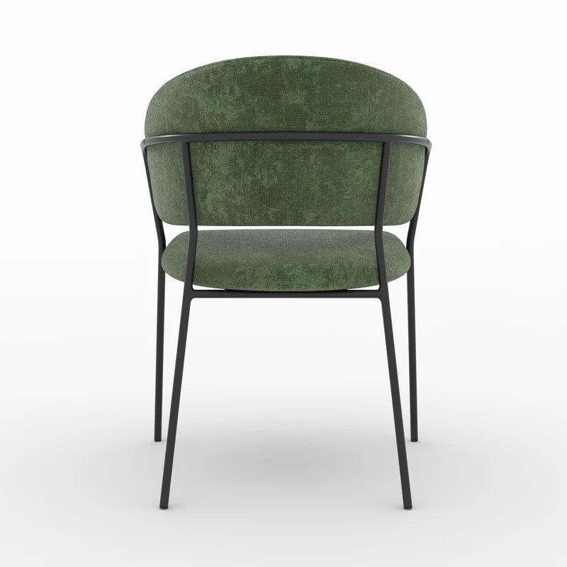 Lot de 2 chaises Amaya en tissu vert sapin et pieds en métal noir