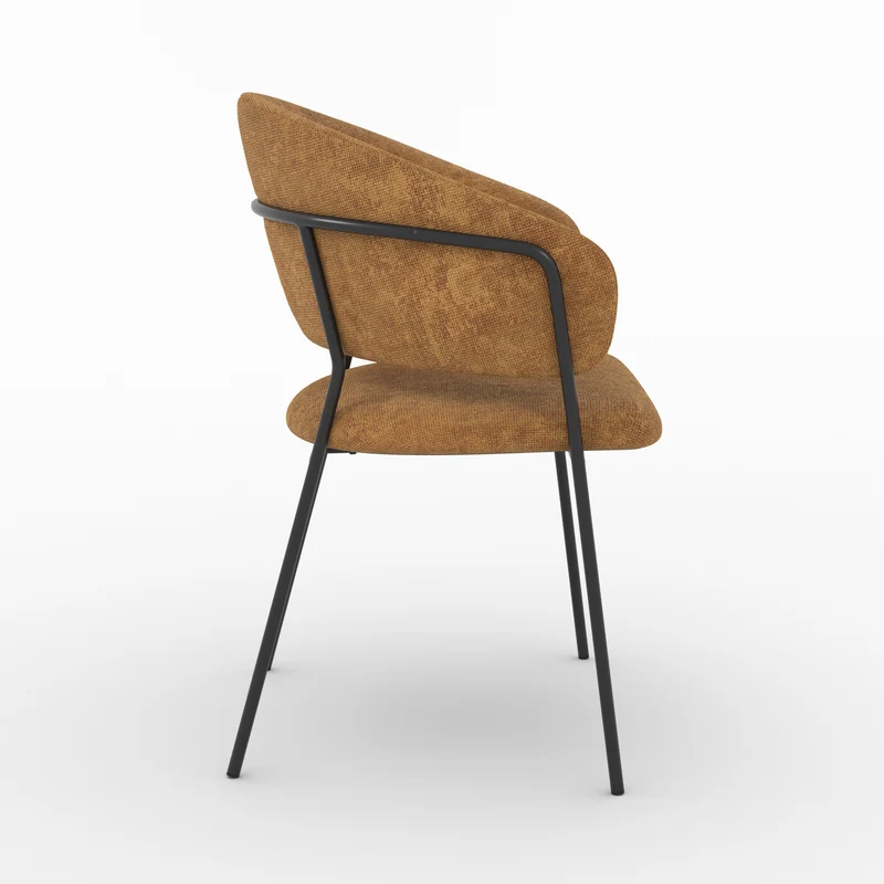 Lot de 2 chaises Amaya en tissu caramel et pieds en métal noir