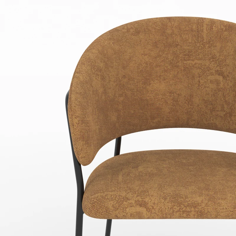 Lot de 2 chaises Amaya en tissu caramel et pieds en métal noir
