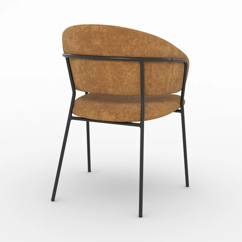 Lot de 2 chaises Amaya en tissu caramel et pieds en métal noir