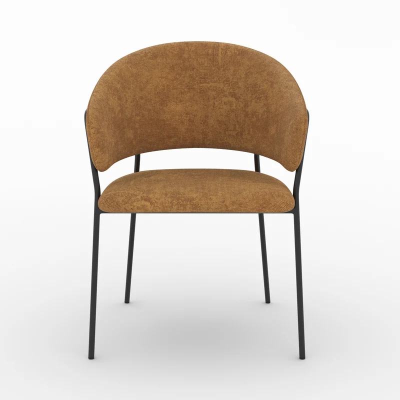 Lot de 2 chaises Amaya en tissu caramel et pieds en métal noir