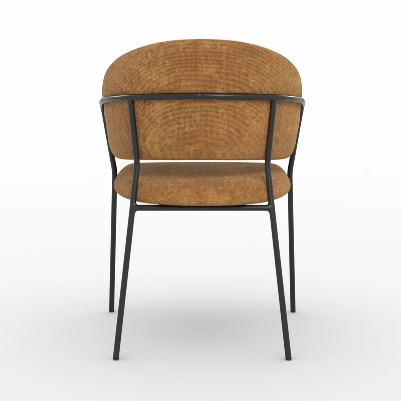 Lot de 2 chaises Amaya en tissu caramel et pieds en métal noir