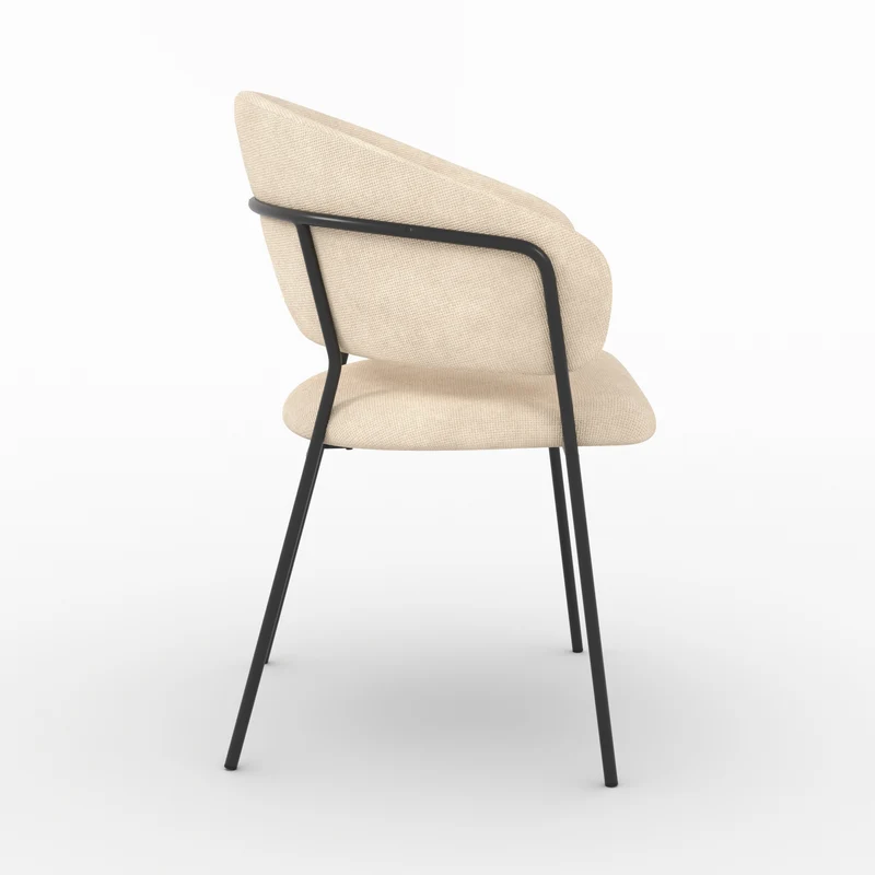 Lot de 2 chaises Amaya en tissu beige et pieds en métal noir