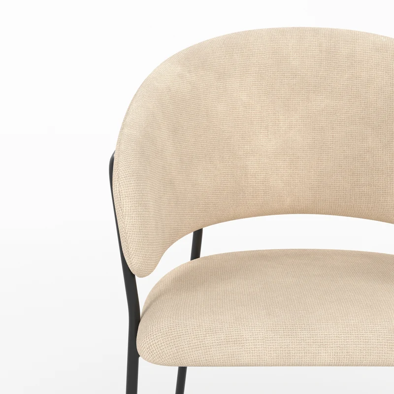 Lot de 2 chaises Amaya en tissu beige et pieds en métal noir