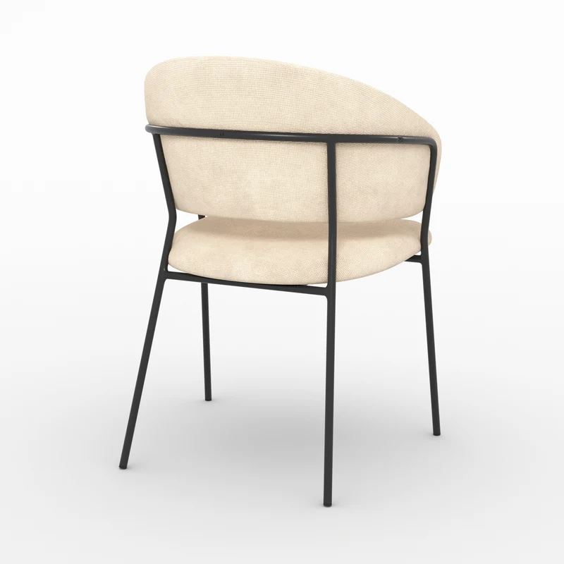 Lot de 2 chaises Amaya en tissu beige et pieds en métal noir
