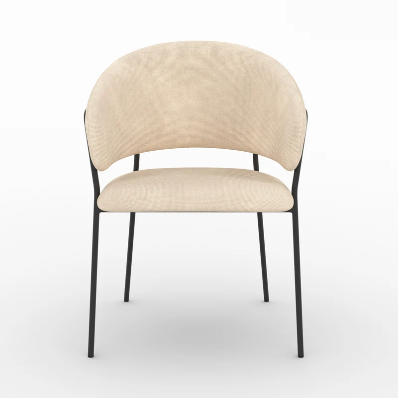 Lot de 2 chaises Amaya en tissu beige et pieds en métal noir