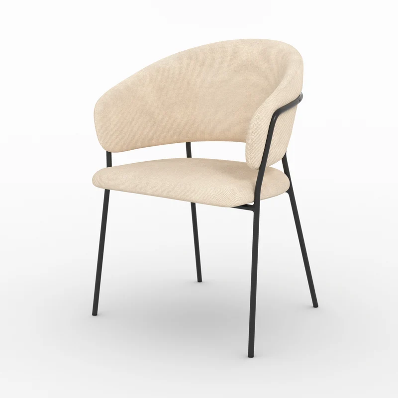 Lot de 2 chaises Amaya en tissu beige et pieds en métal noir