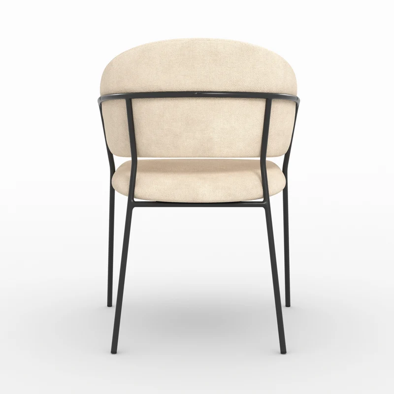 Lot de 2 chaises Amaya en tissu beige et pieds en métal noir