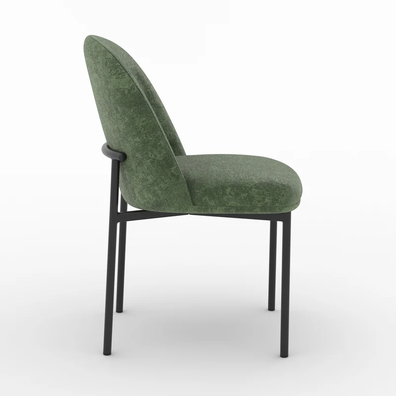 Lot de 2 chaises Noah en tissu vert sapin et pieds en métal noir