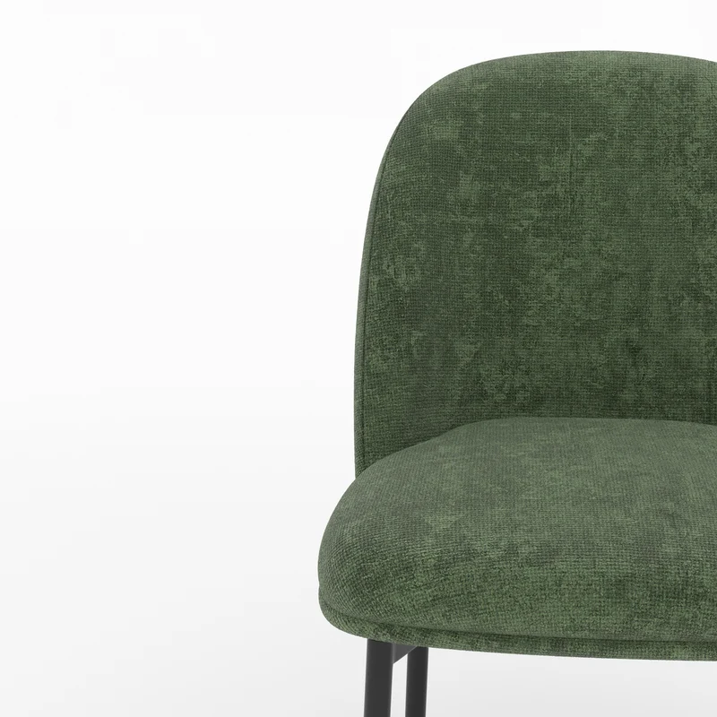 Lot de 2 chaises Noah en tissu vert sapin et pieds en métal noir
