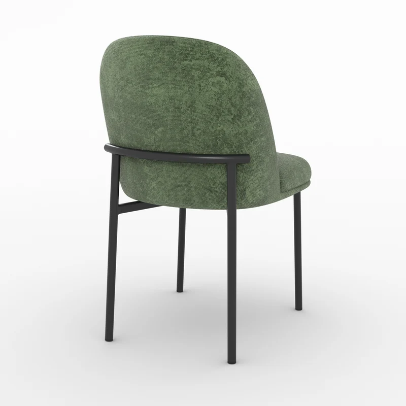 Lot de 2 chaises Noah en tissu vert sapin et pieds en métal noir