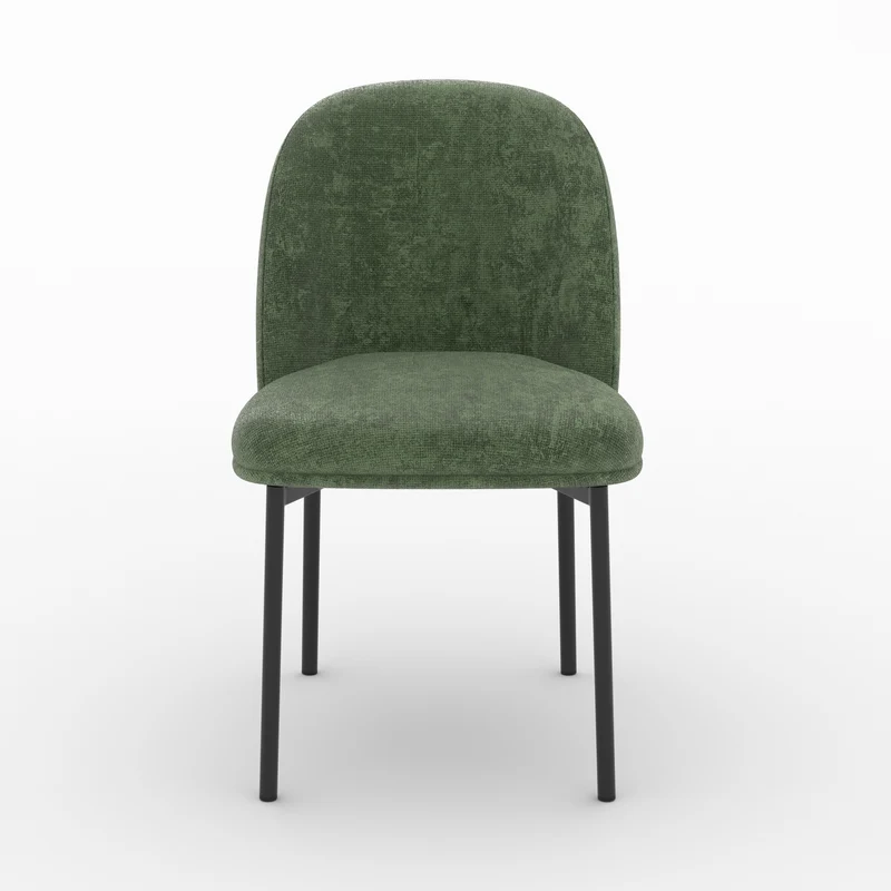 Lot de 2 chaises Noah en tissu vert sapin et pieds en métal noir