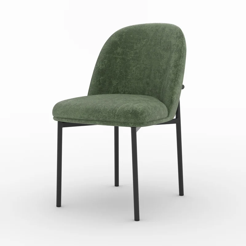 Lot de 2 chaises Noah en tissu vert sapin et pieds en métal noir